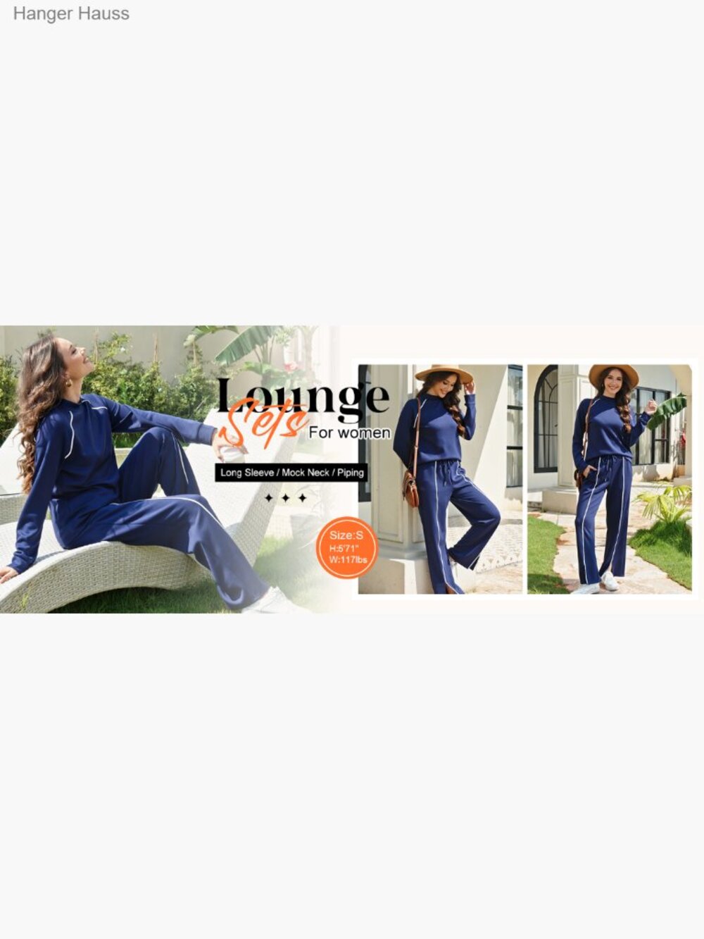 Women's 2-Piece Lounge Set, Long Sleeve Mock Neck Top & Wide Leg Pants - Picture 7 of 7